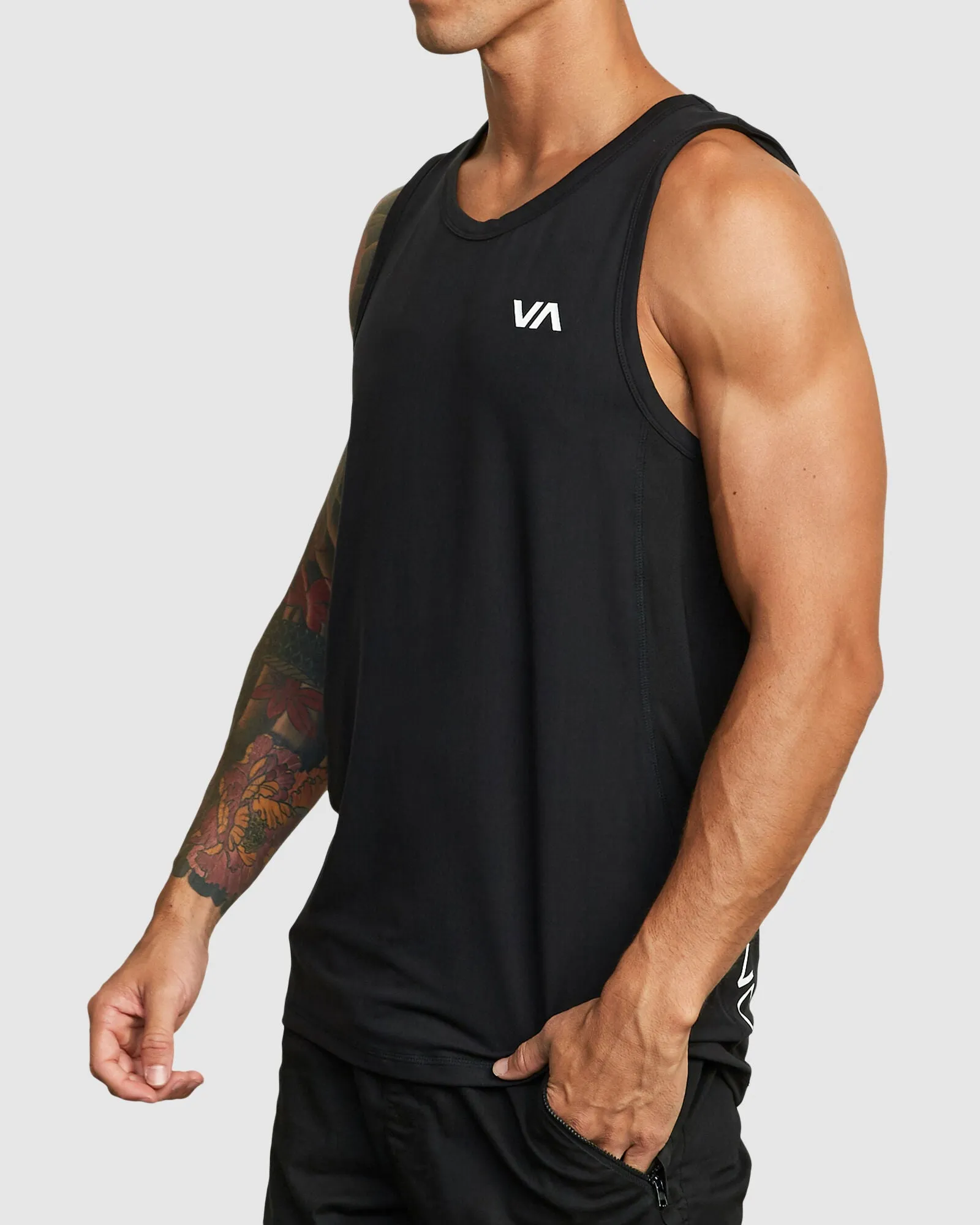 RVCA SPORT VENT SINGLET - BLACK