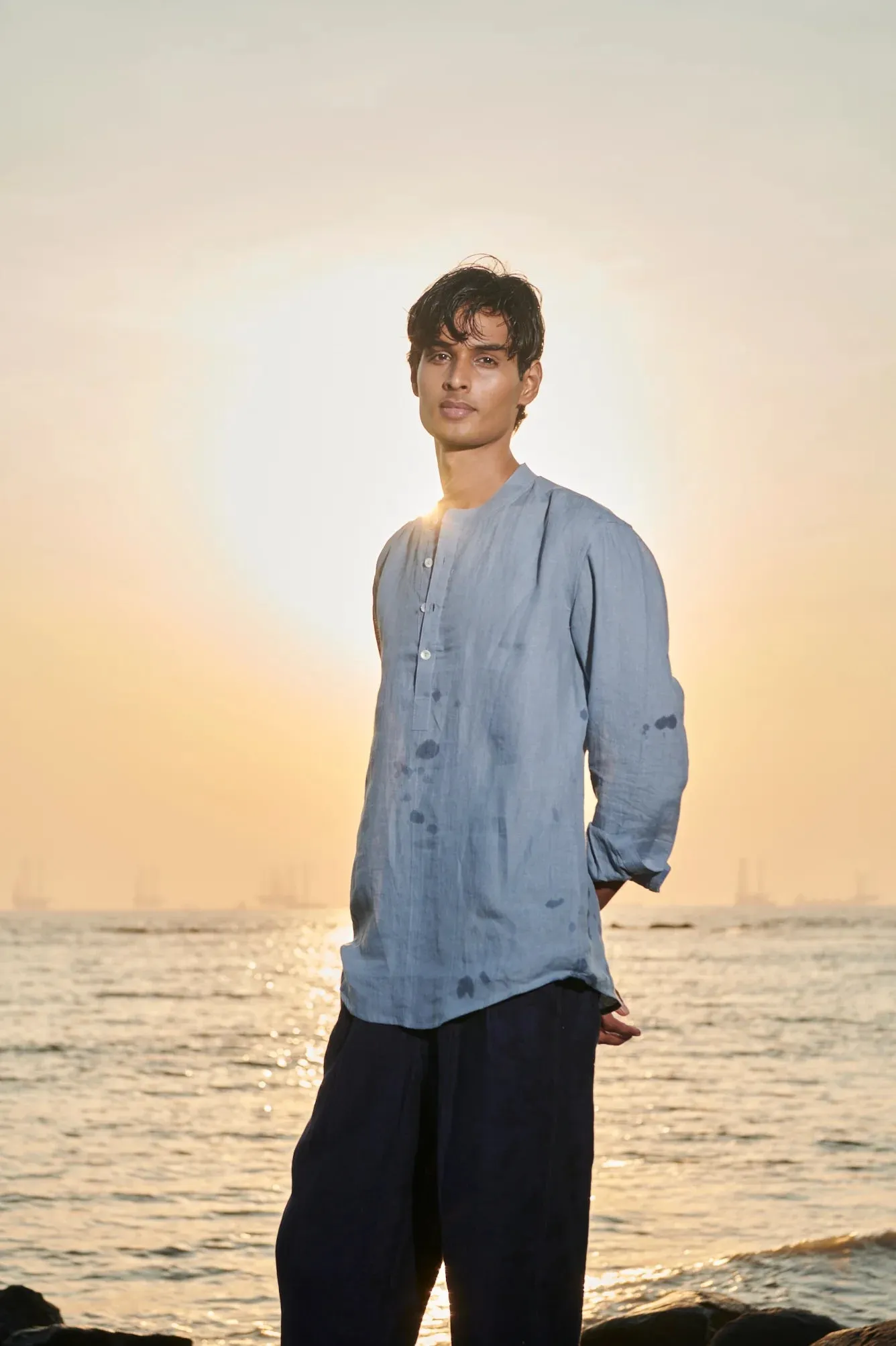 Sky Linen Men's Shirt Kurta