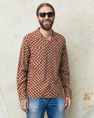 Star of Hollywood Rayon Long Sleeved Open Shirt "Polka Dot" Brown SH29315