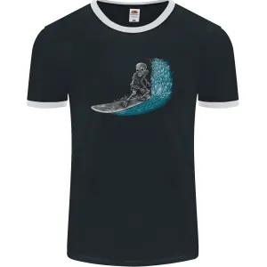 Surfing Skeleton Surf Skull Mens Ringer T-Shirt FotL