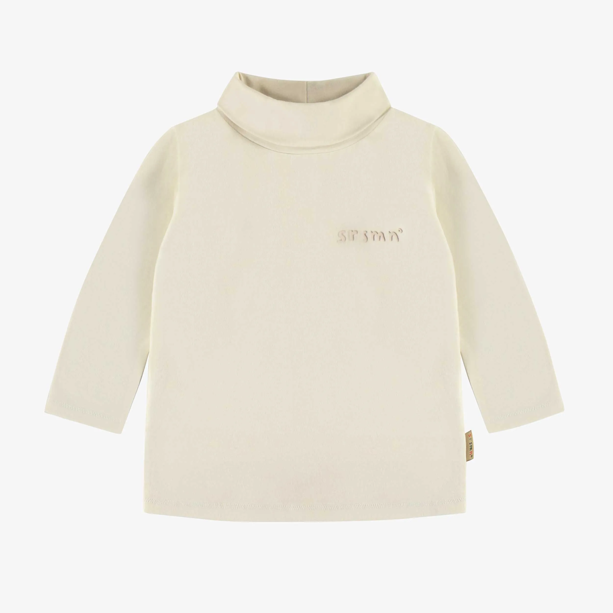 T-shirt crème à manches longues avec col roulé, bébé || Cream long sleeves t-shirt with turtleneck, baby