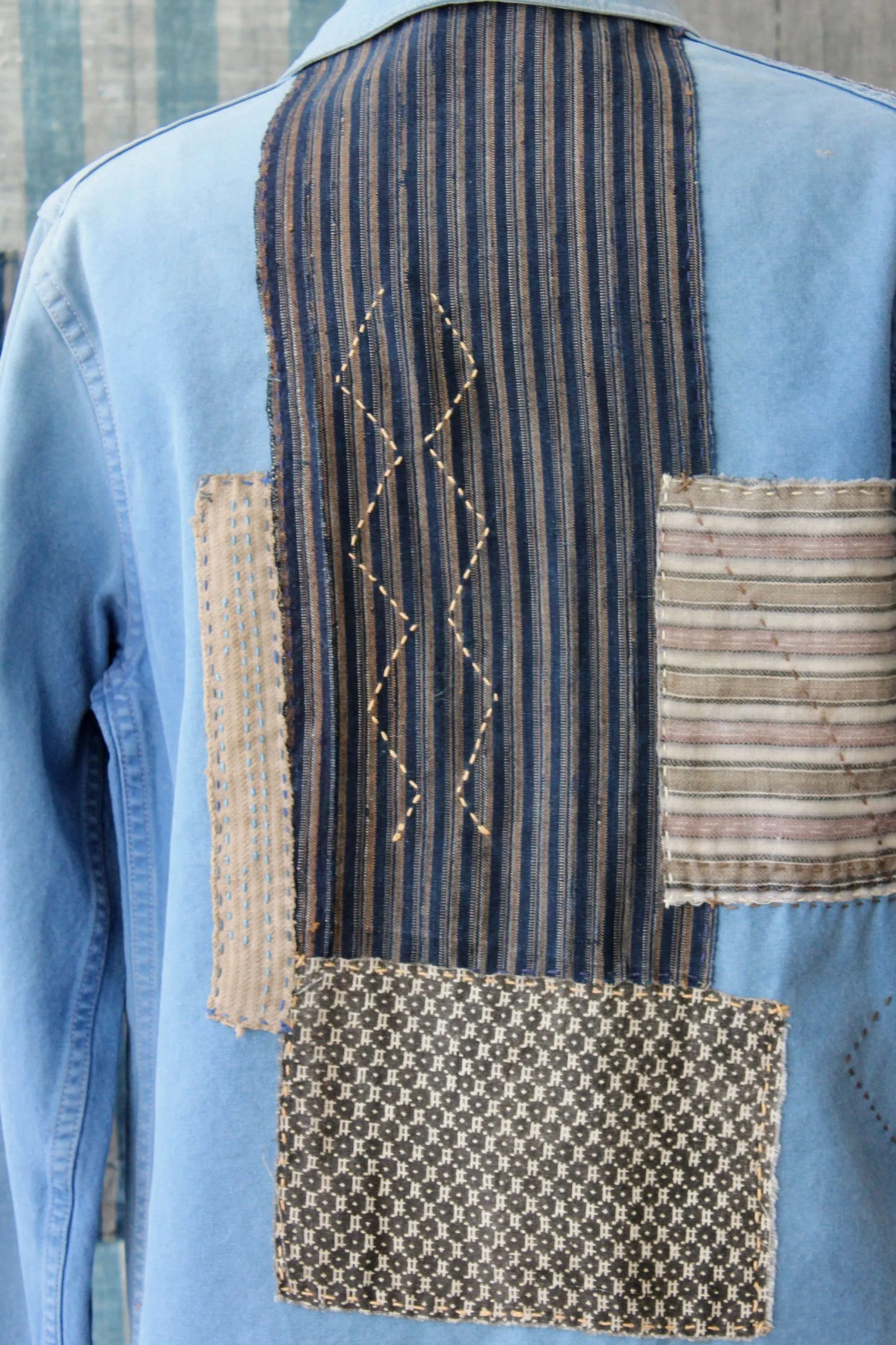 The Highlands Foundry Sashiko Stitch Indigo Chore Jacket THF115