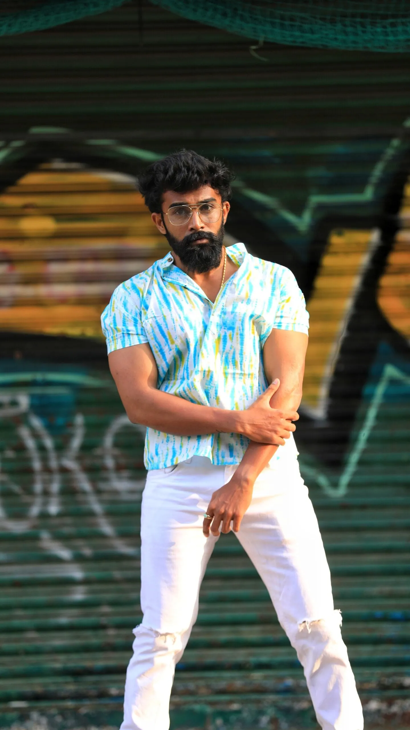 Tie Dye Printed Cotton Short Kurta for Men