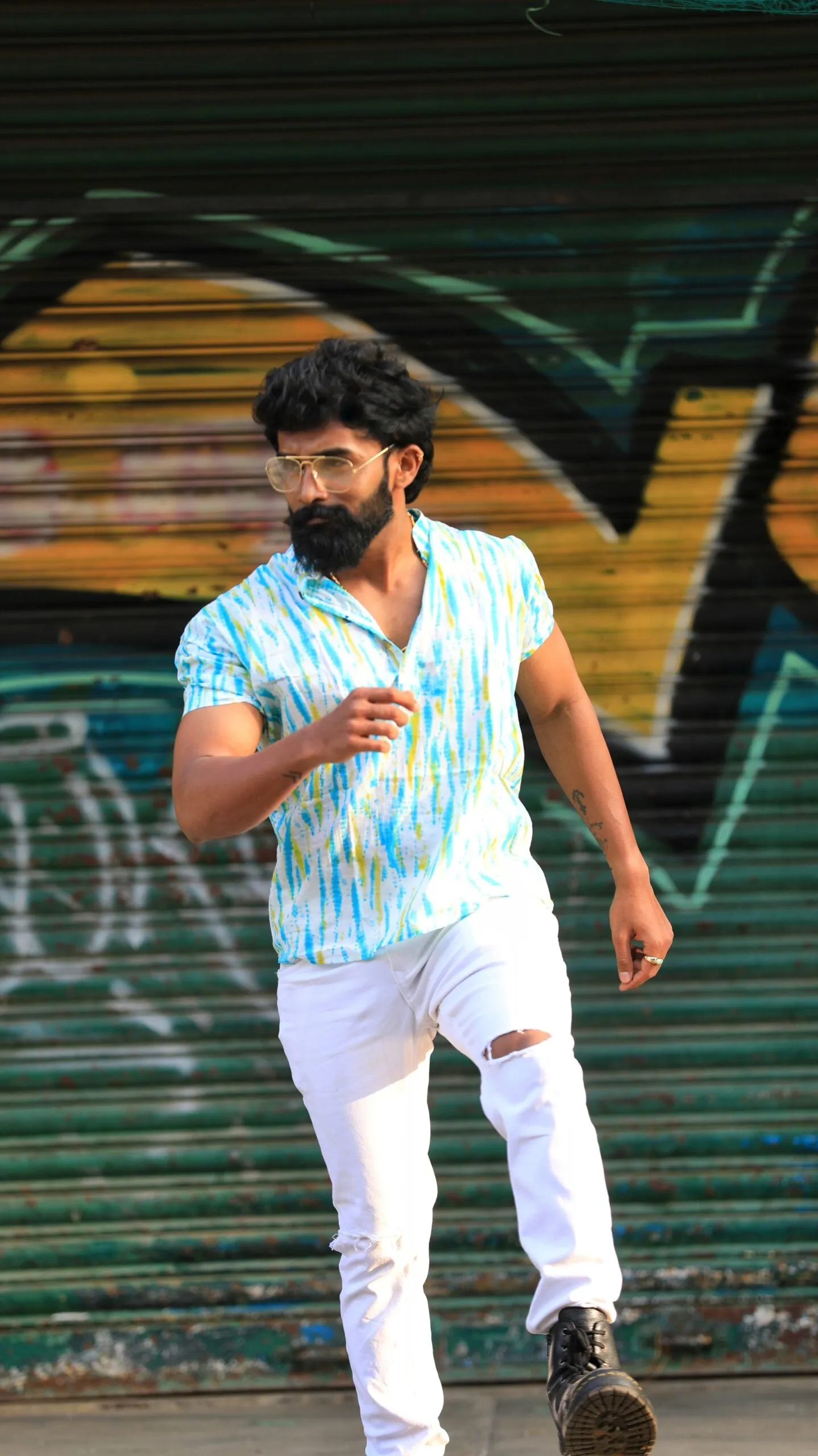 Tie Dye Printed Cotton Short Kurta for Men