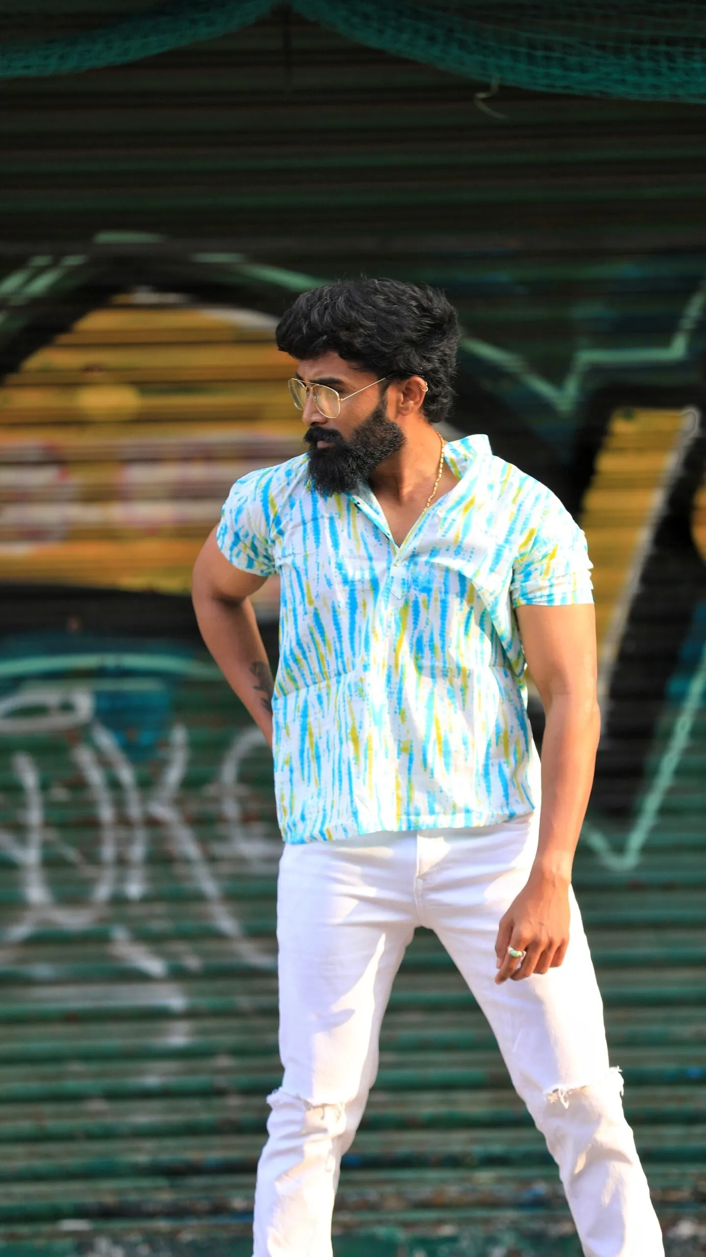 Tie Dye Printed Cotton Short Kurta for Men
