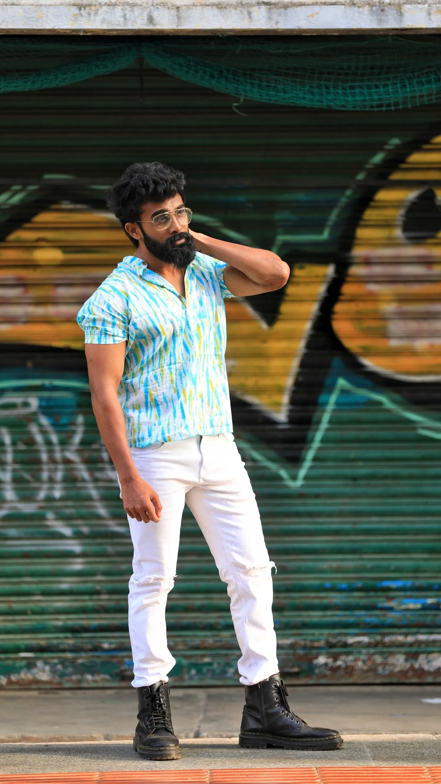 Tie Dye Printed Cotton Short Kurta for Men