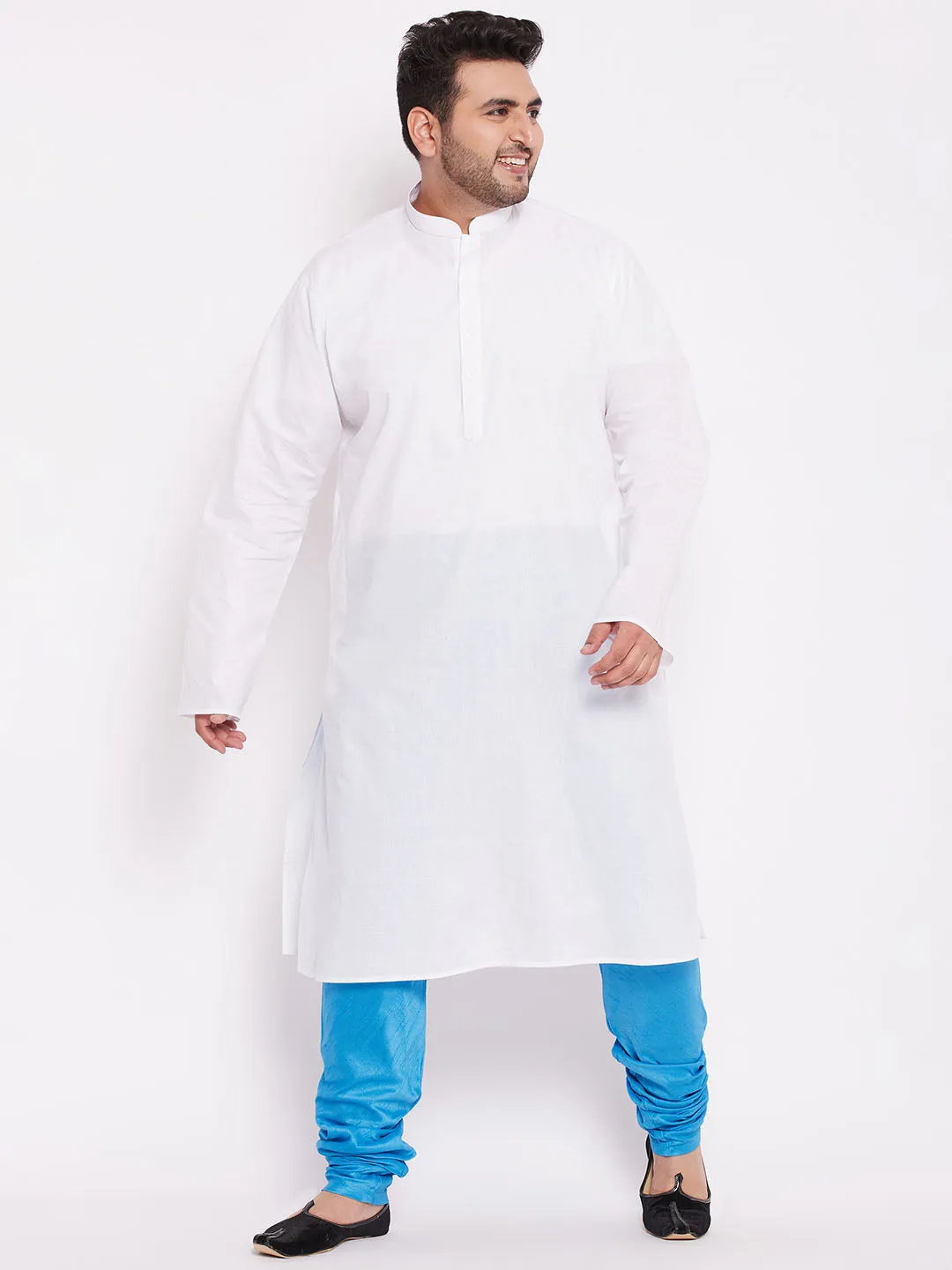VASTRAMAY Men's Plus Size Aqua Solid Relax-Fit Churidar
