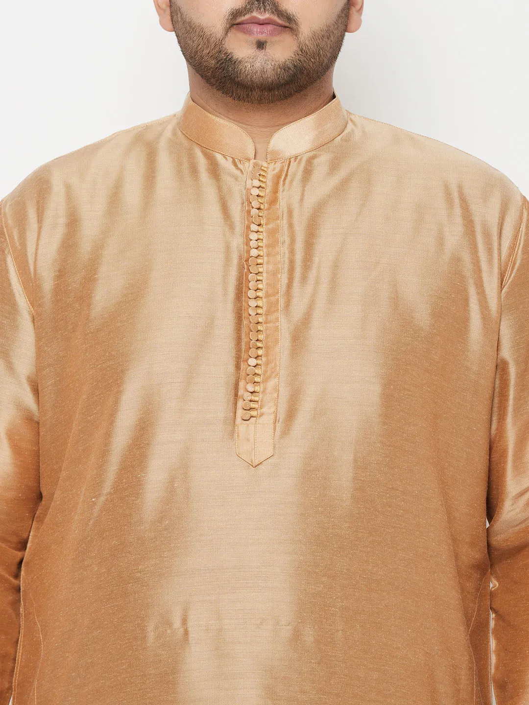 VASTRAMAY Men's Rose Gold Kurta And Dhoti Set