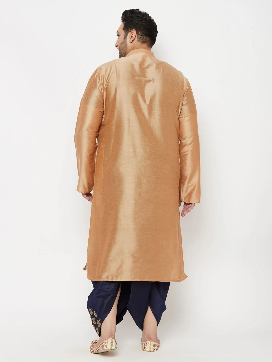 VASTRAMAY Men's Rose Gold Kurta And Dhoti Set