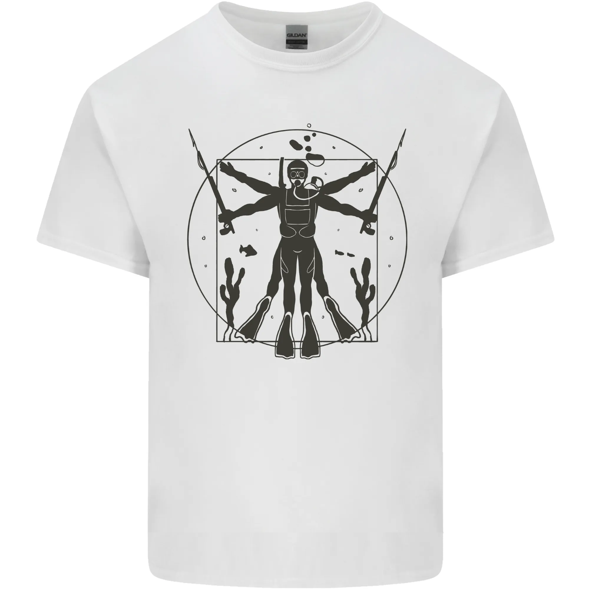 Vitruvian Scuba Diver Diving Mens Light Cotton T-Shirt