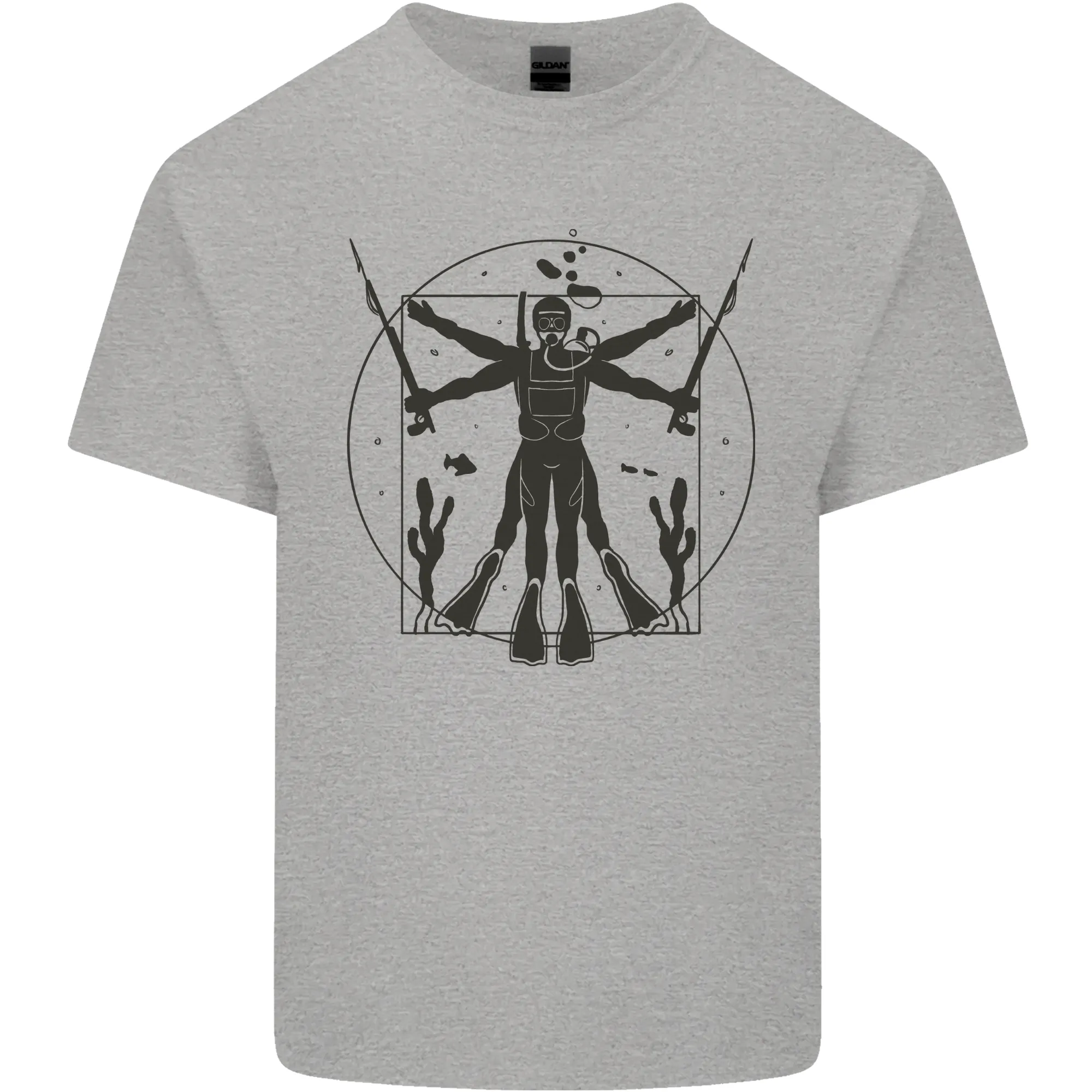 Vitruvian Scuba Diver Diving Mens Light Cotton T-Shirt