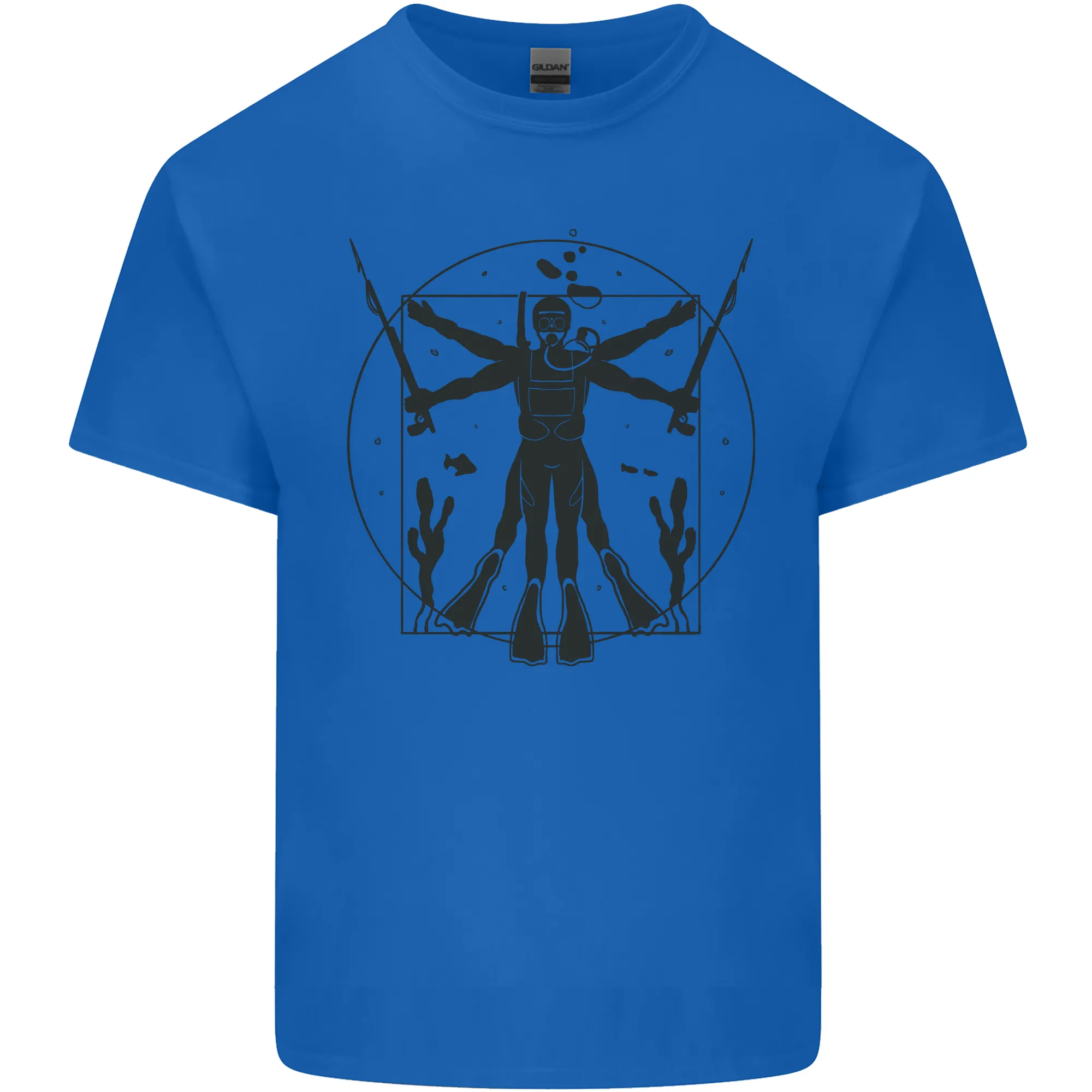 Vitruvian Scuba Diver Diving Mens Light Cotton T-Shirt