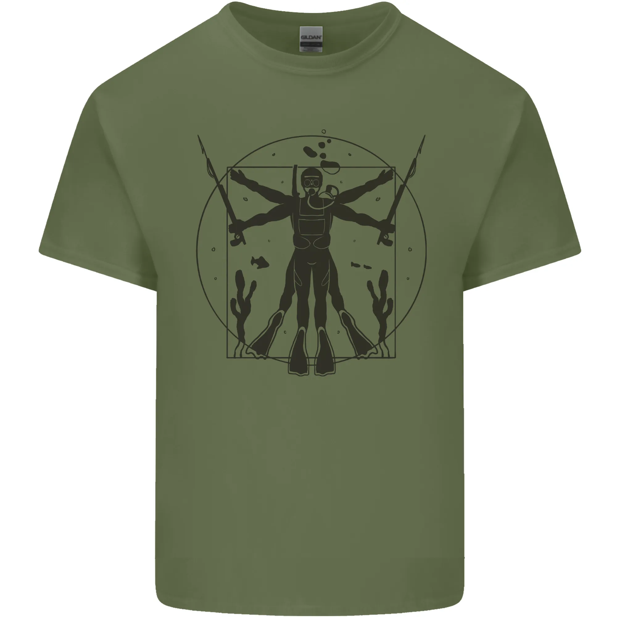Vitruvian Scuba Diver Diving Mens Light Cotton T-Shirt