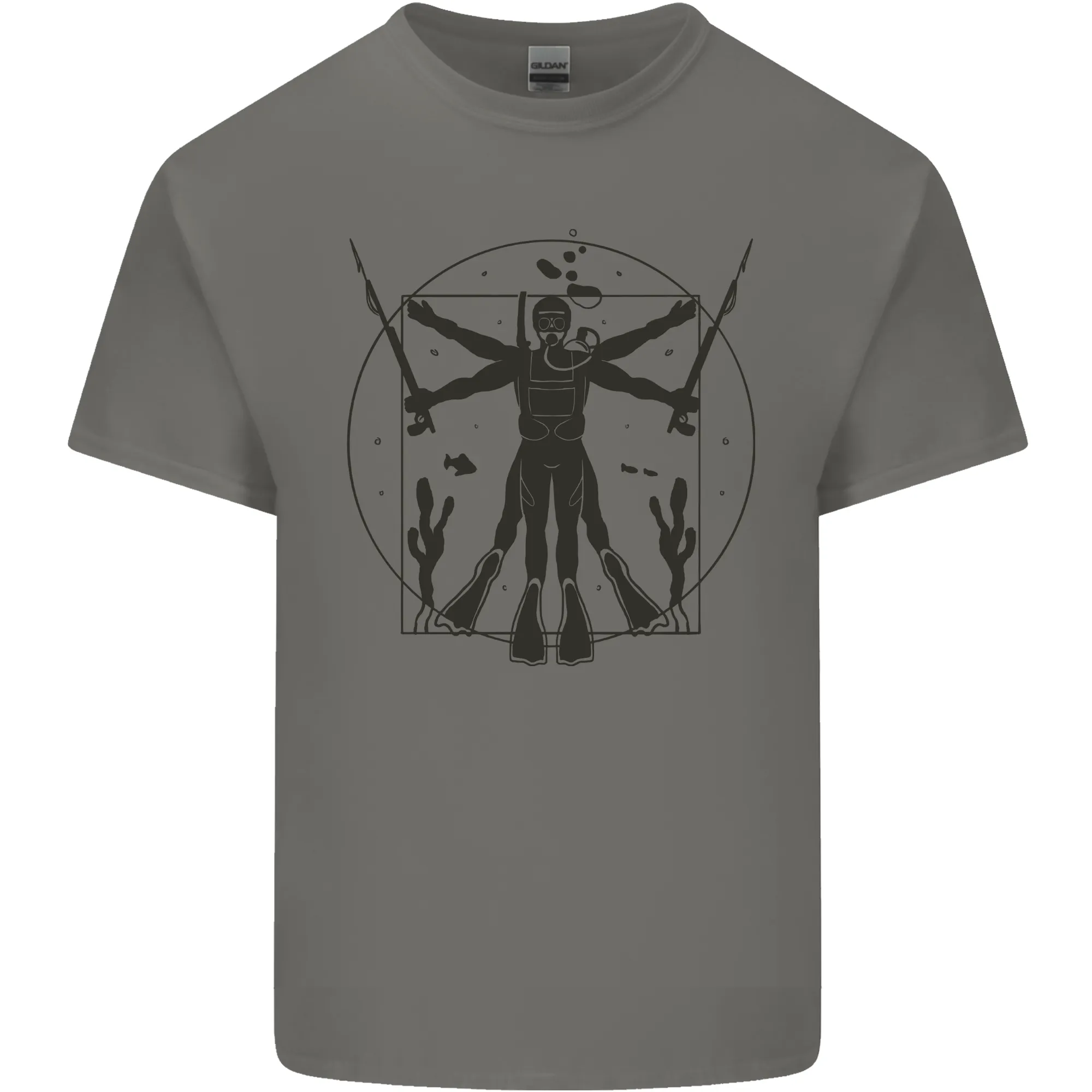 Vitruvian Scuba Diver Diving Mens Light Cotton T-Shirt