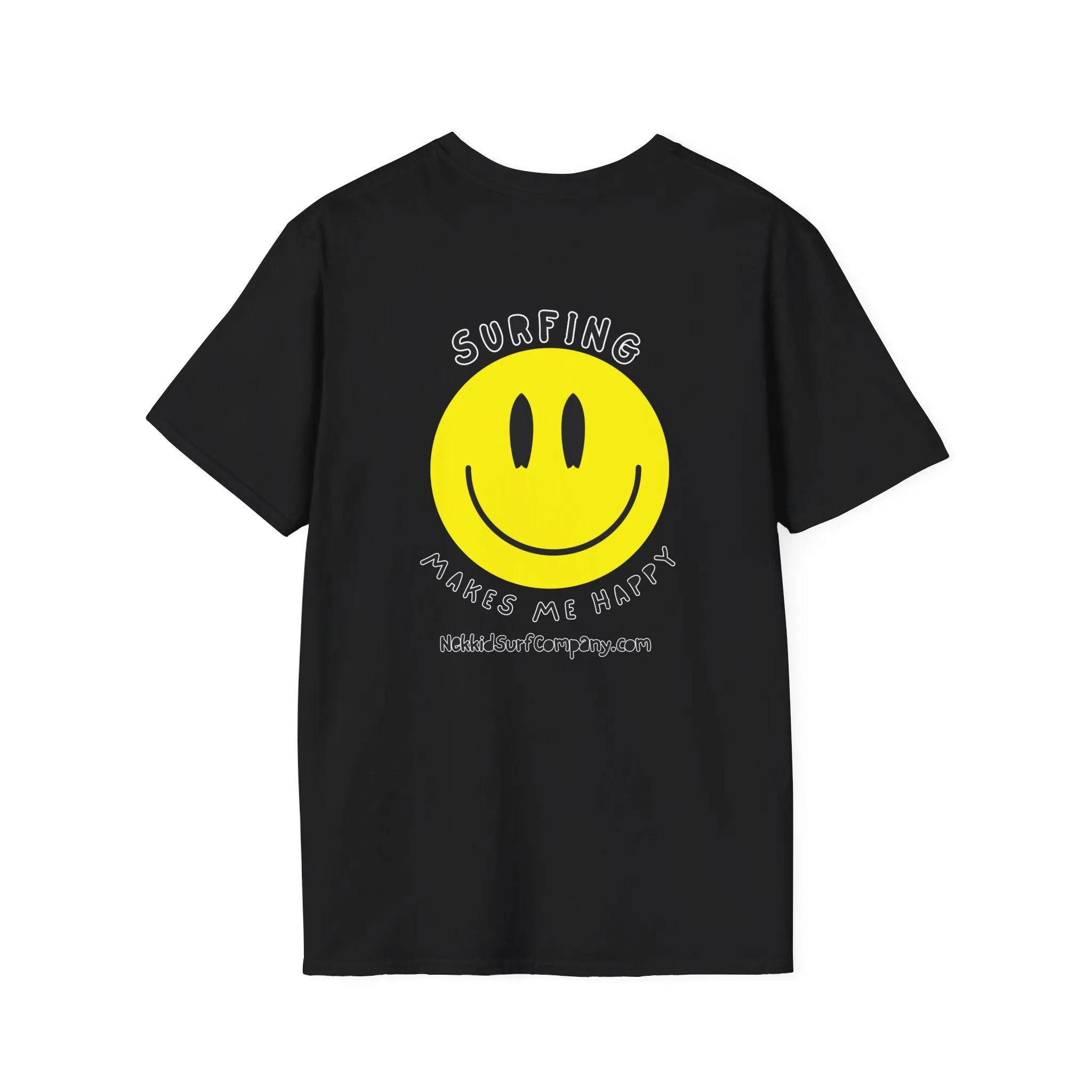 Yellow Happy Face "Surfing Makes Me Happy" T-Shirt