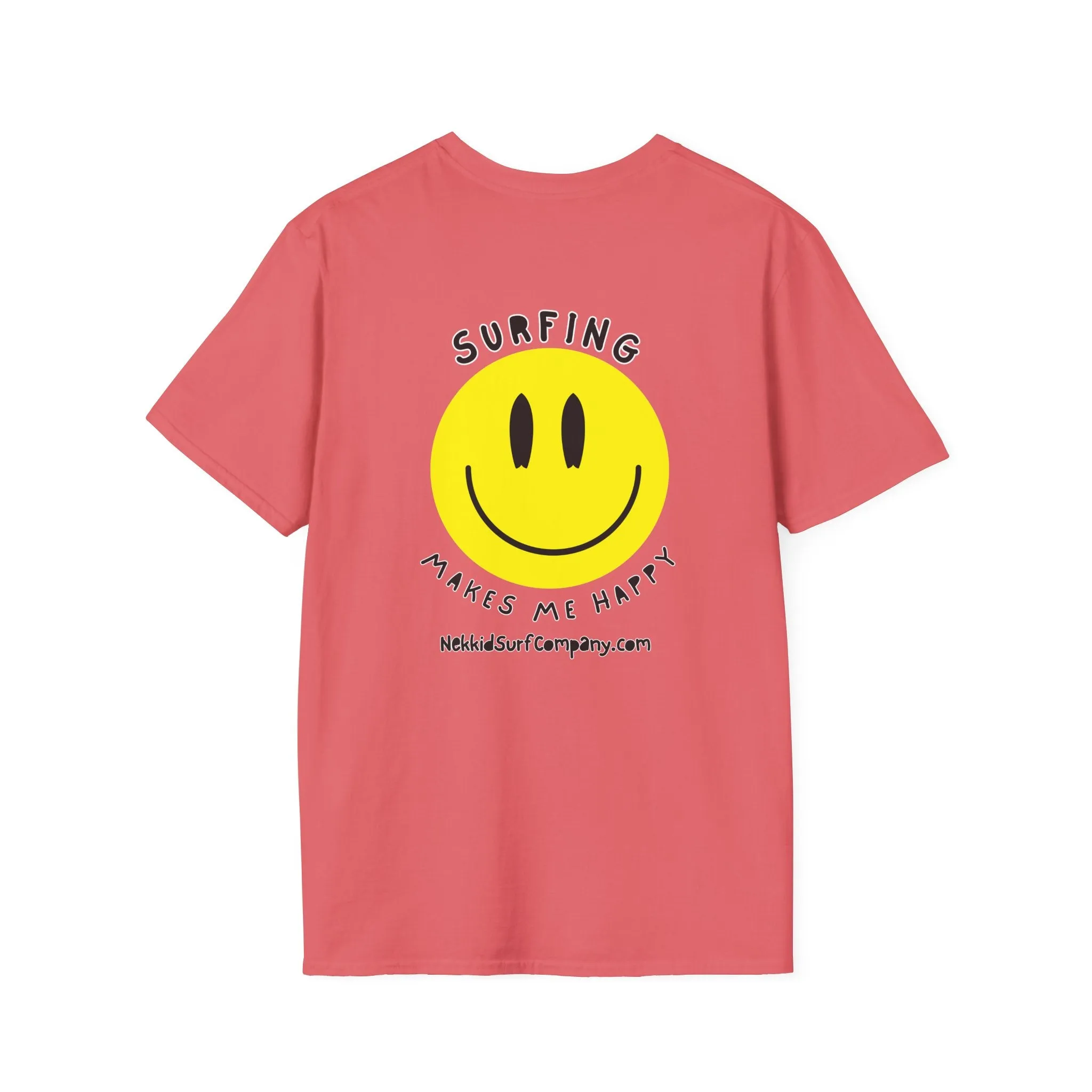 Yellow Happy Face "Surfing Makes Me Happy" T-Shirt