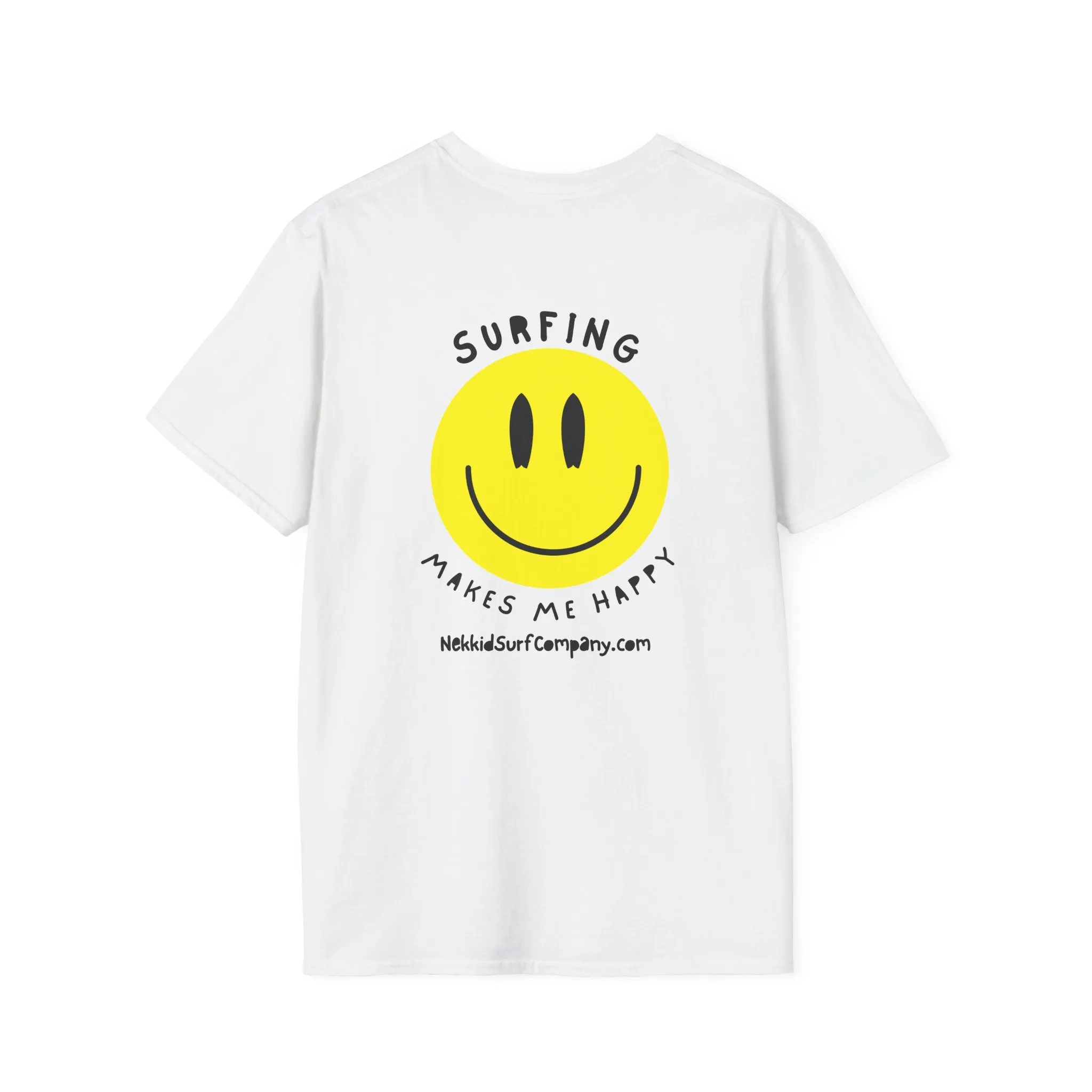 Yellow Happy Face "Surfing Makes Me Happy" T-Shirt