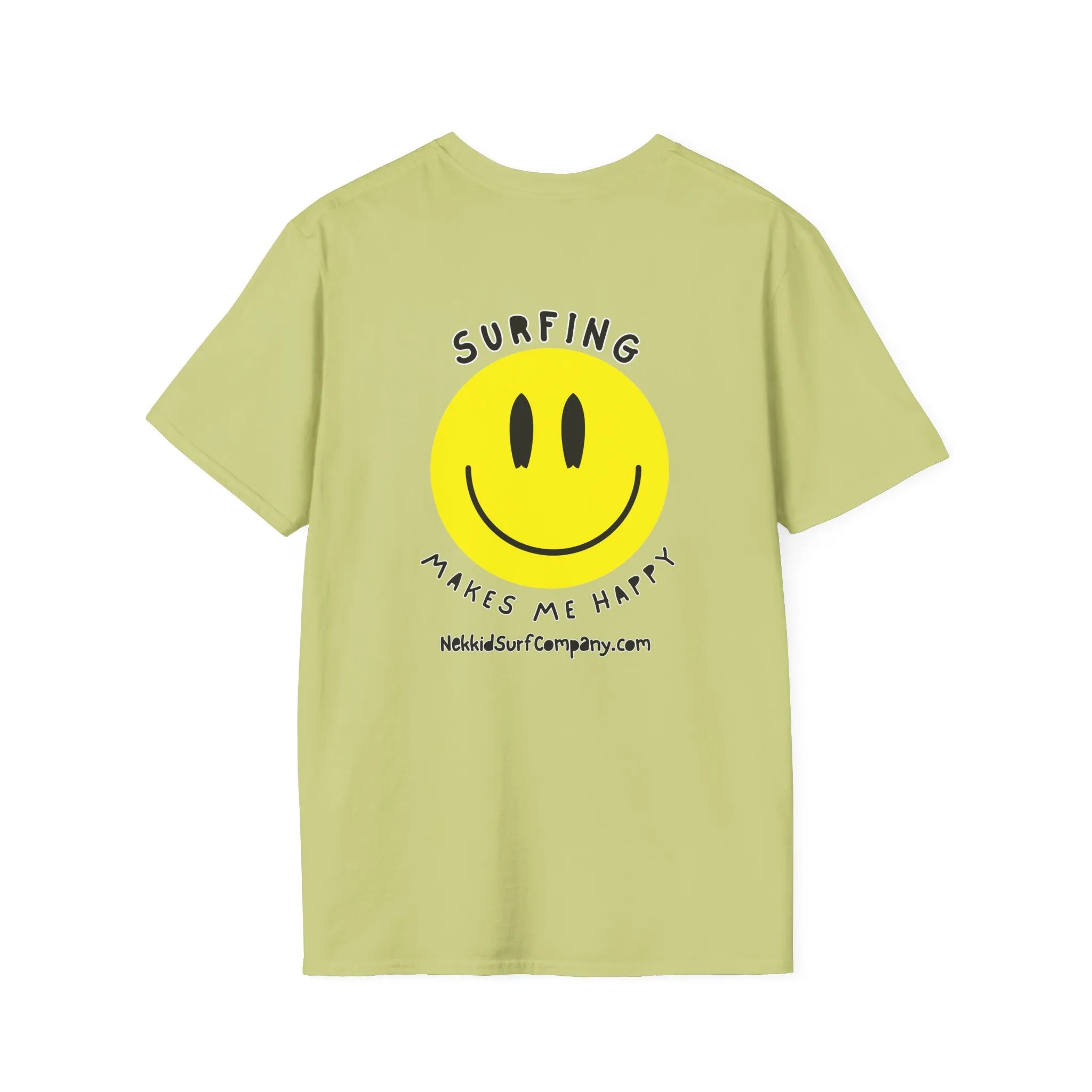 Yellow Happy Face "Surfing Makes Me Happy" T-Shirt