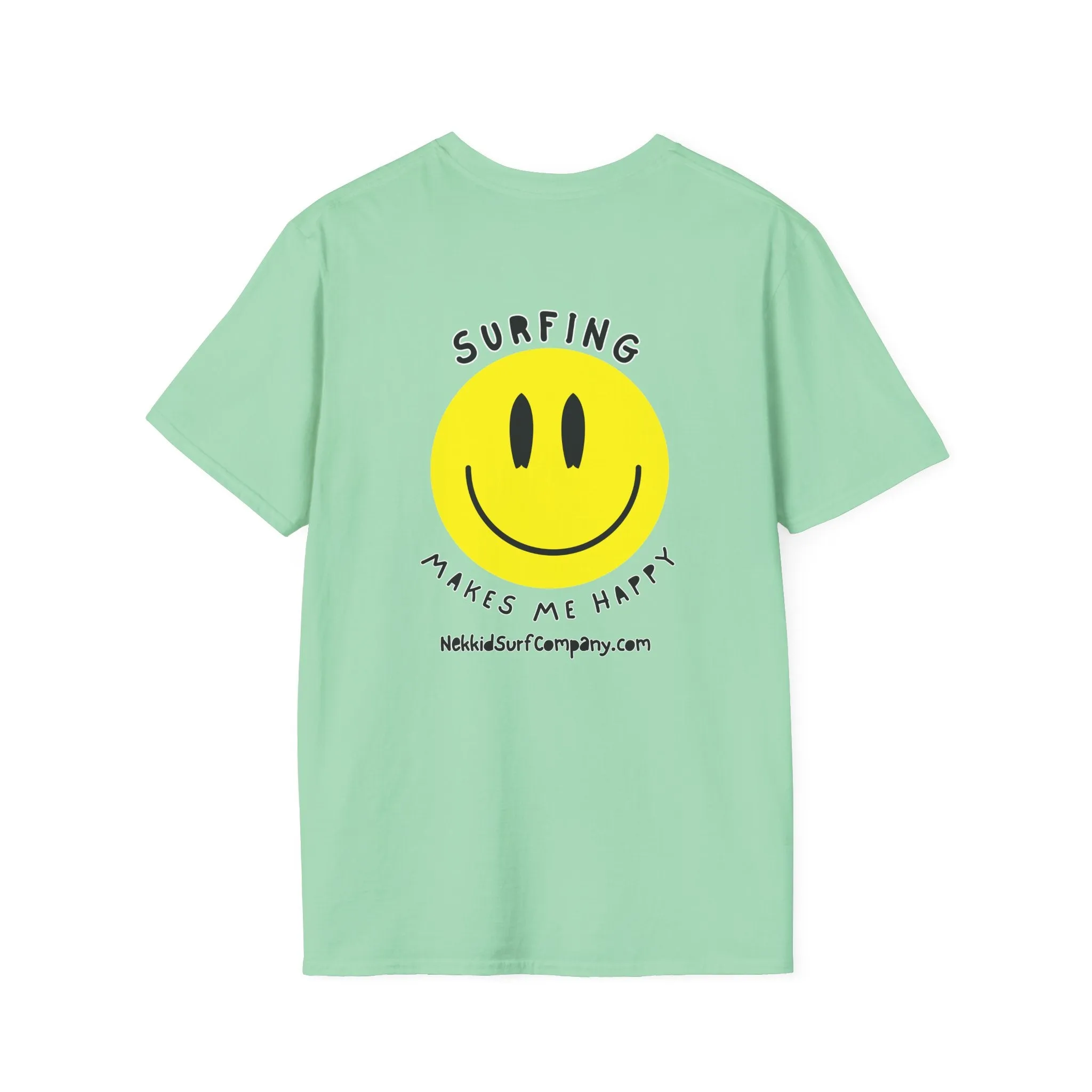 Yellow Happy Face "Surfing Makes Me Happy" T-Shirt