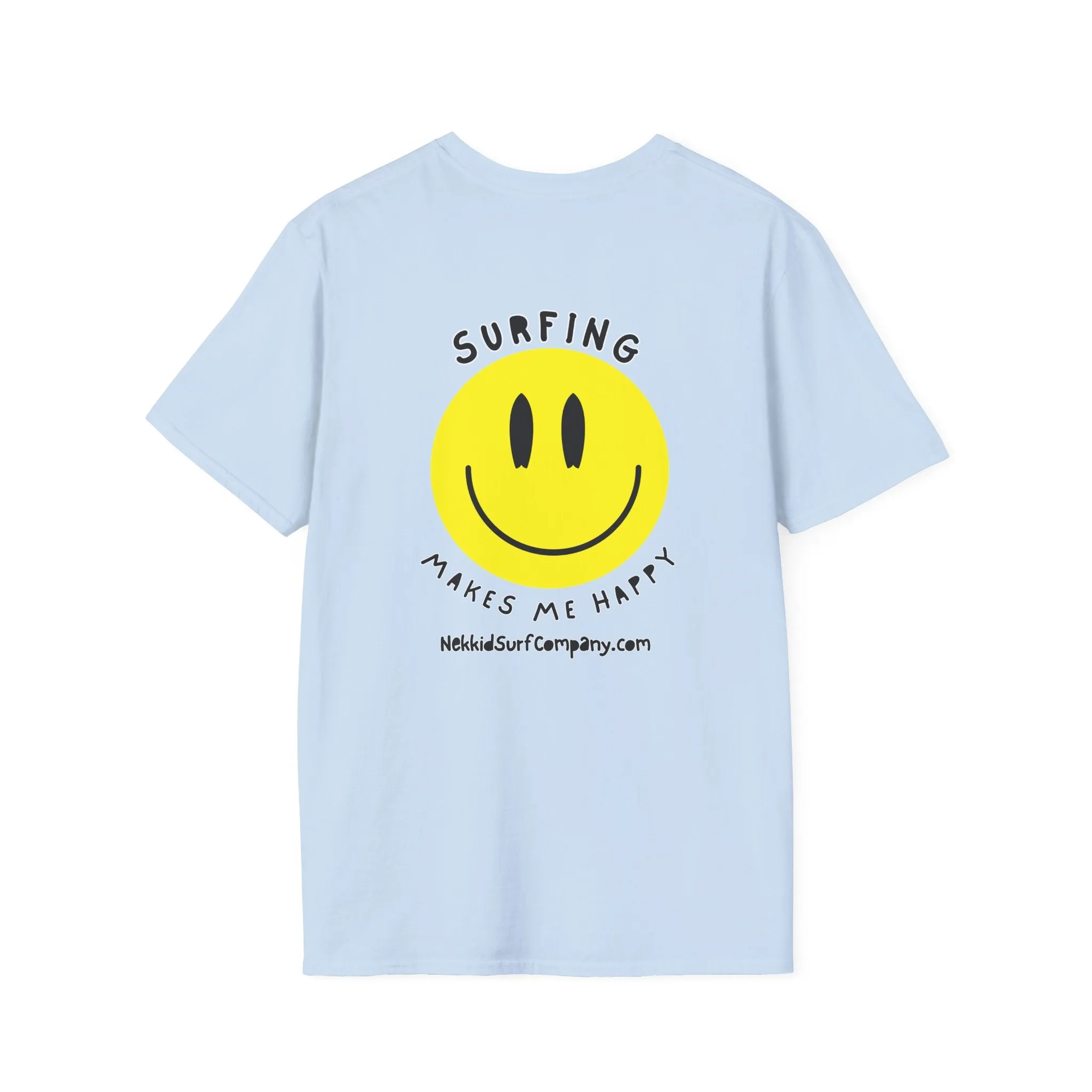 Yellow Happy Face "Surfing Makes Me Happy" T-Shirt