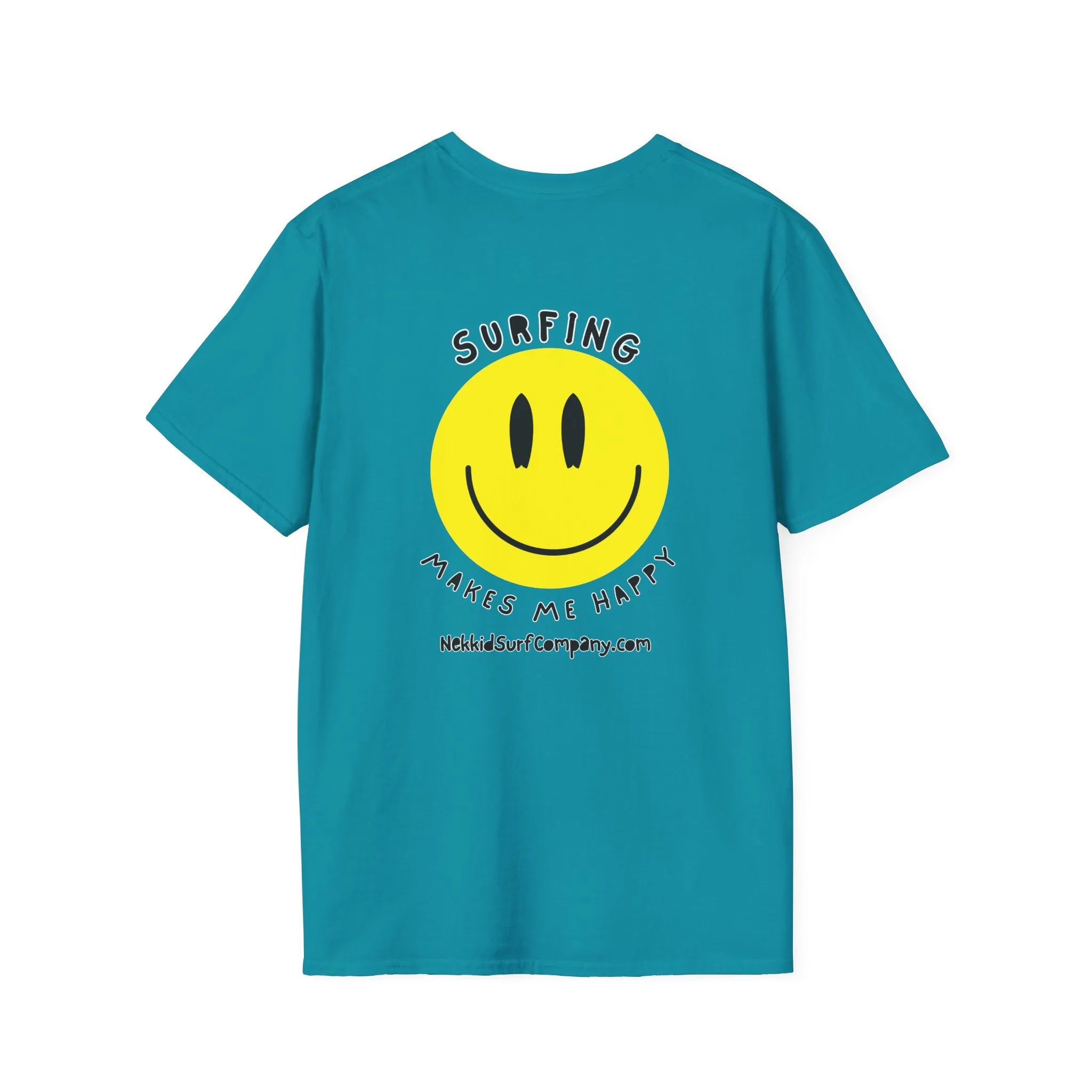 Yellow Happy Face "Surfing Makes Me Happy" T-Shirt