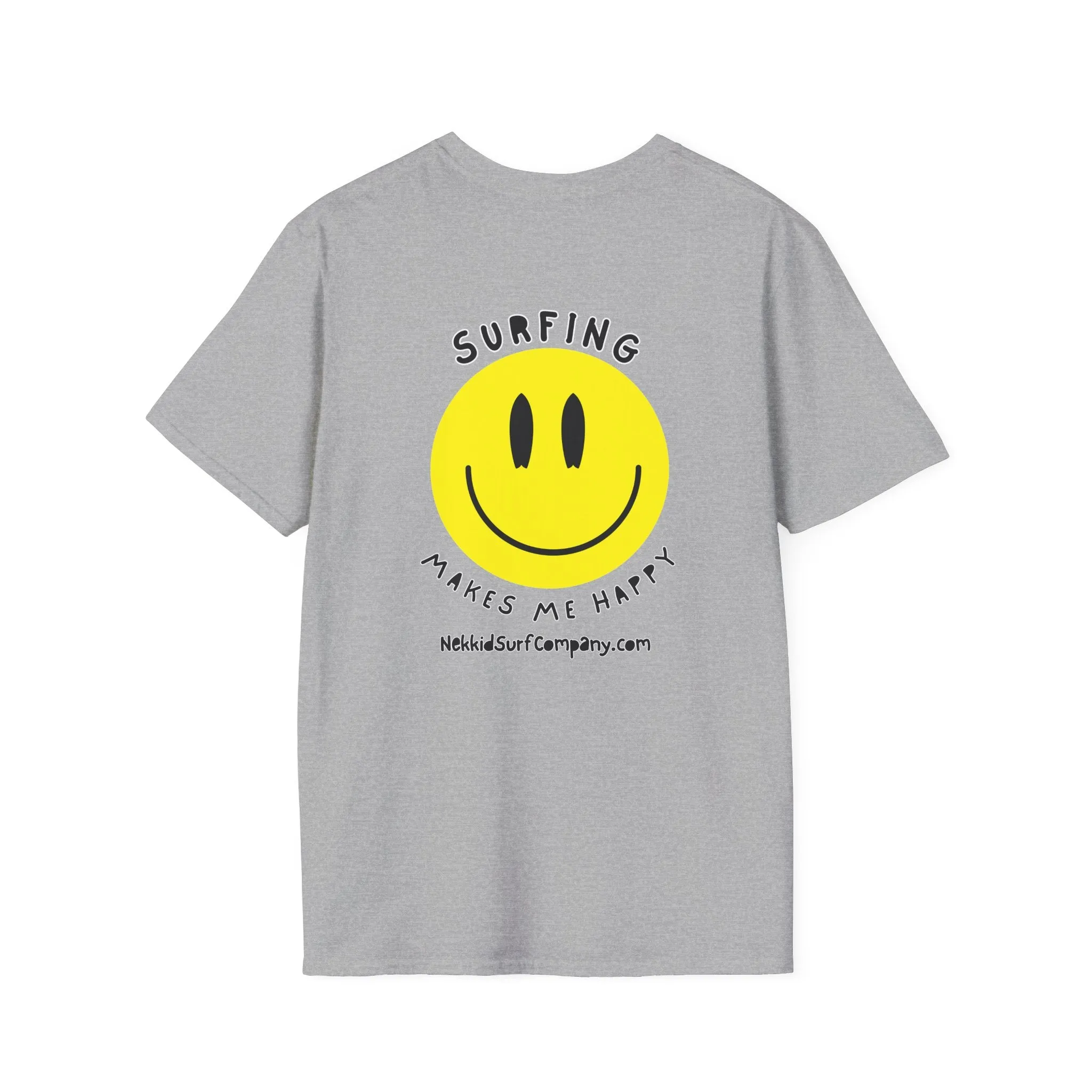 Yellow Happy Face "Surfing Makes Me Happy" T-Shirt