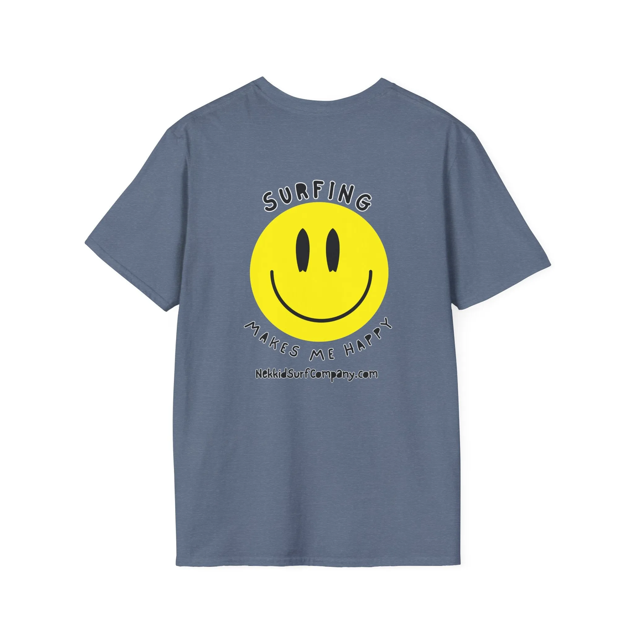 Yellow Happy Face "Surfing Makes Me Happy" T-Shirt