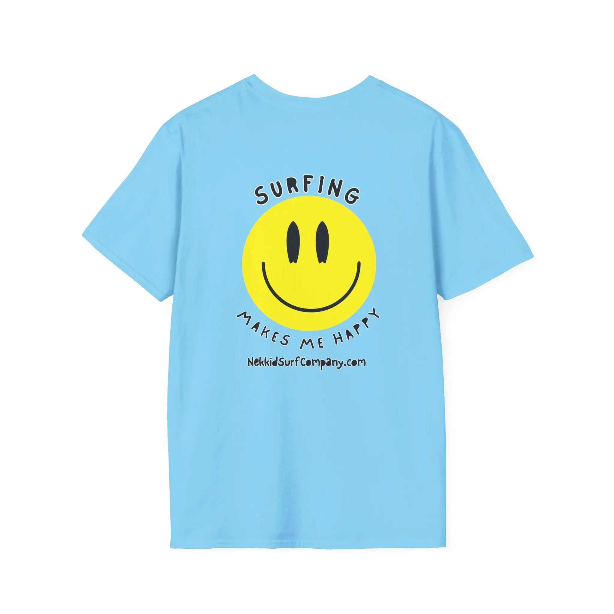 Yellow Happy Face "Surfing Makes Me Happy" T-Shirt