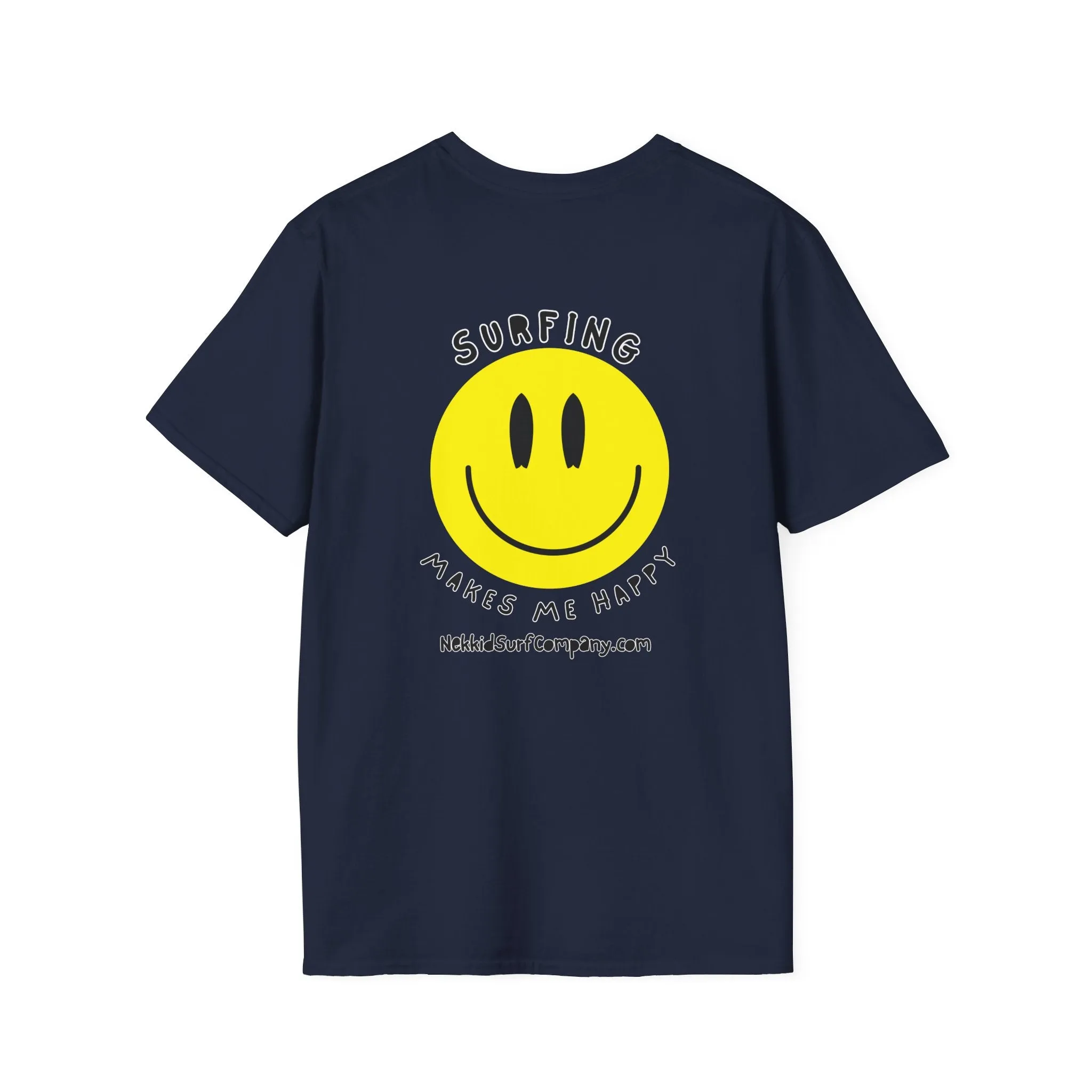 Yellow Happy Face "Surfing Makes Me Happy" T-Shirt