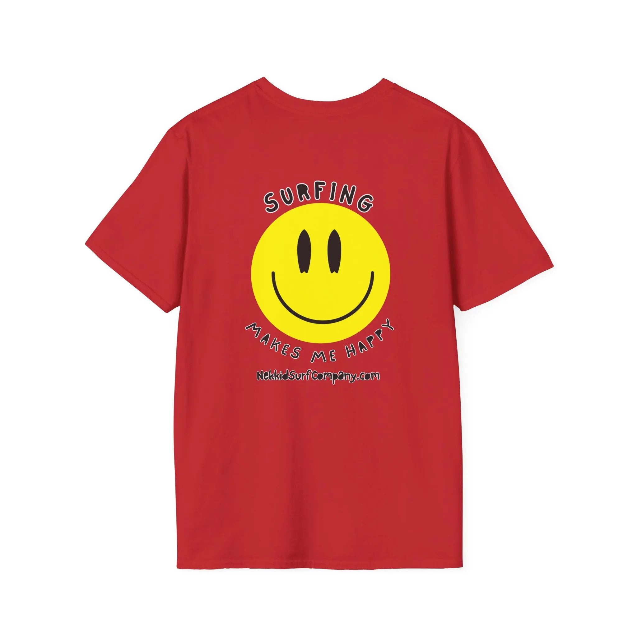 Yellow Happy Face "Surfing Makes Me Happy" T-Shirt